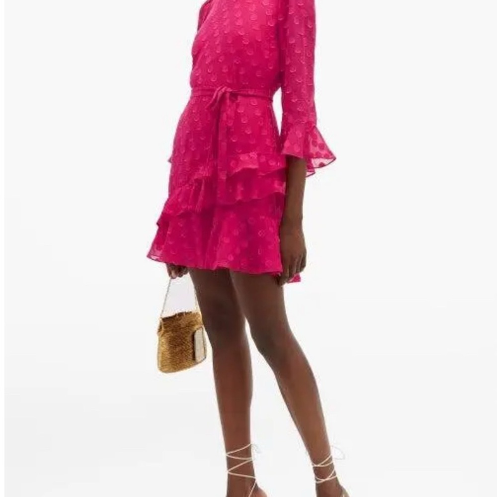 🩷 NEW SALONI Marissa Polka Dot Ruffle Dress Fuchsia Pink - Picture 2 of 8